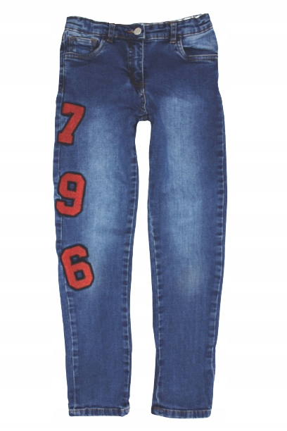 Minoti 7-8lat jeansy z naszywkami 122/128