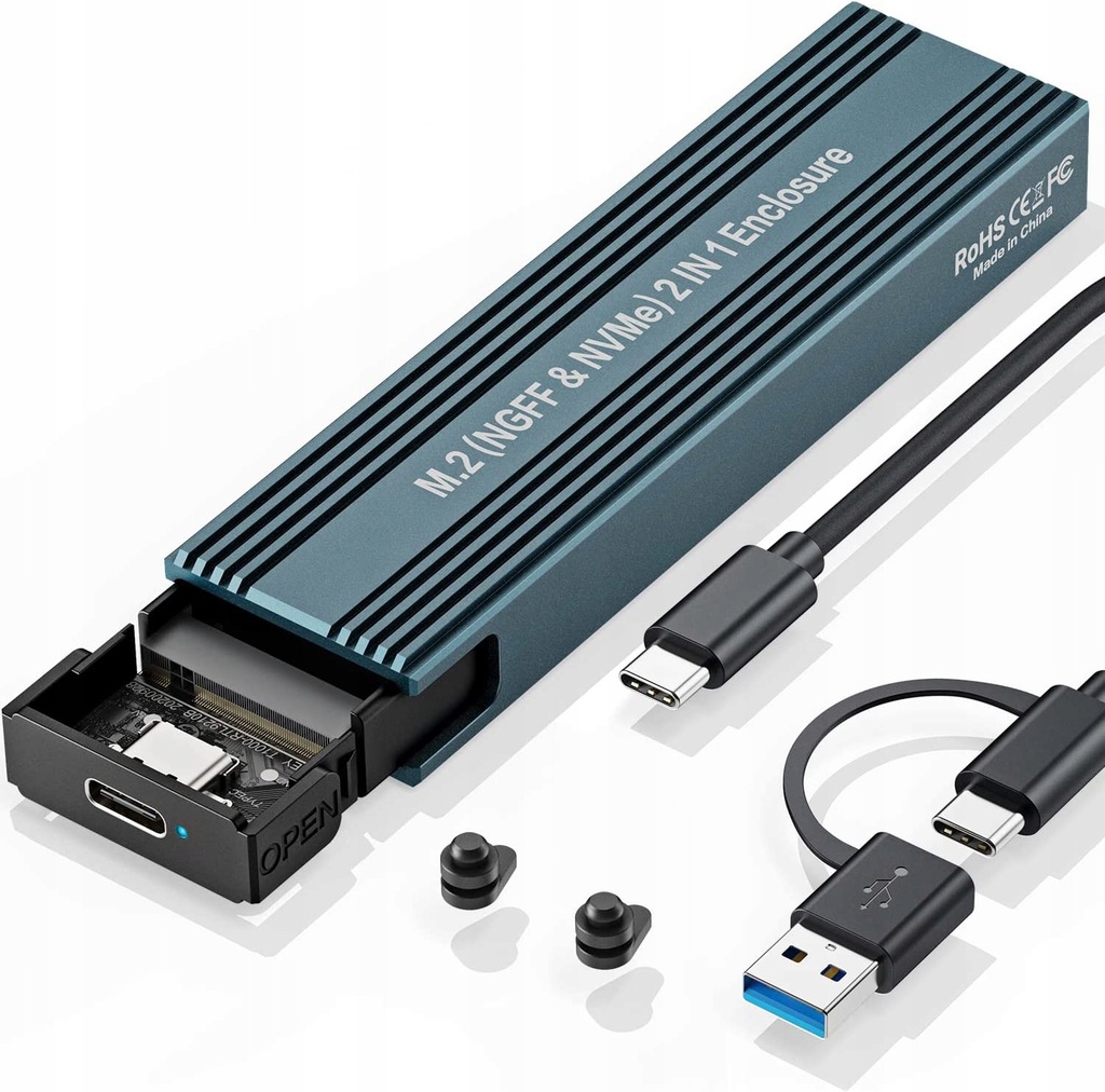 Adapter M.2 SSD NVME USB z aluminiową obudową.