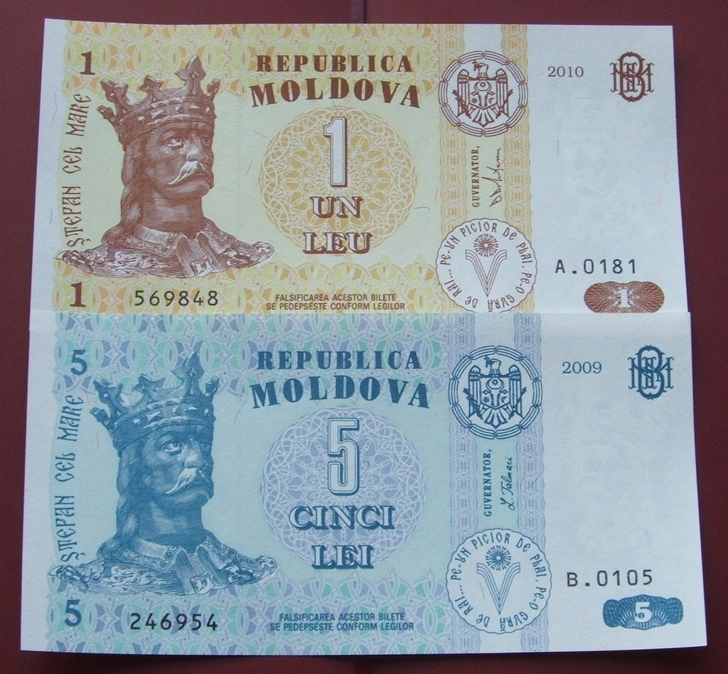 ZESTAW BANKNOTÓW MOŁDAWIA !!! UNC !!! EUROPA