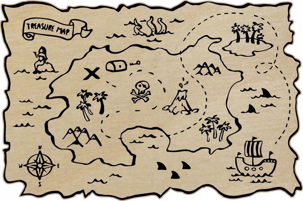 MAPA SKARBÓW ZE SKLEJKI DEKORACJA POKOJU DZIECKA