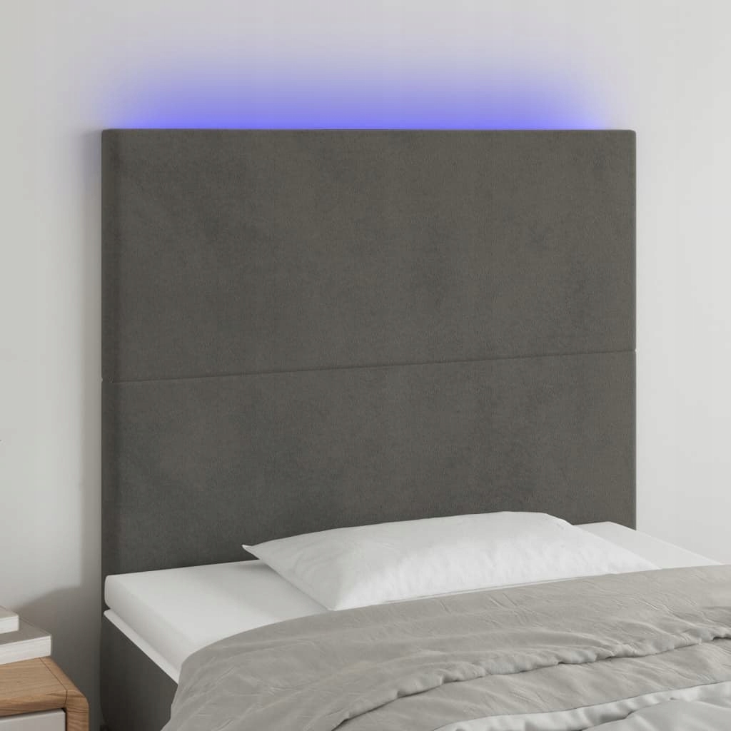 ZAGŁÓWEK DO ŁÓŻKA Z LED CIEMNOSZARY 90X5X118/128CM