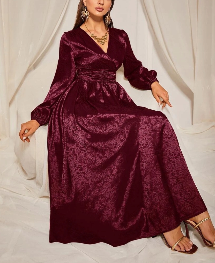 SHEIN sukienka S 36 maxi satynowa burgund
