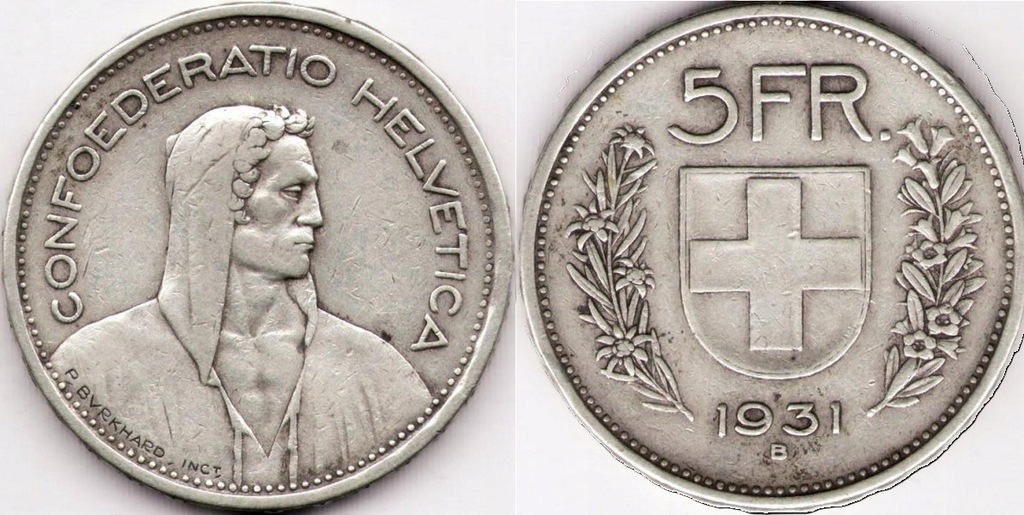 5 franków ( 1931 ) Szwajcaria AG 0,835