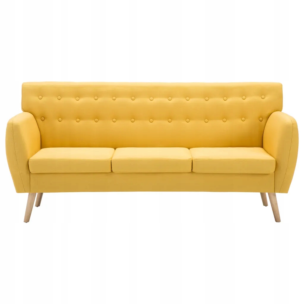 vidaXL 3-osobowa sofa tapicerowana tkaniną, 172x70x82 cm, żółta