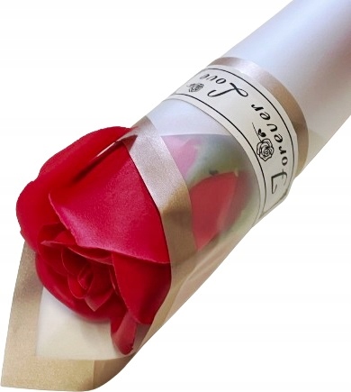 Dzień kobiet Róża mydlana z łodygą "Forever love" 35 cm PACHNĄCA
