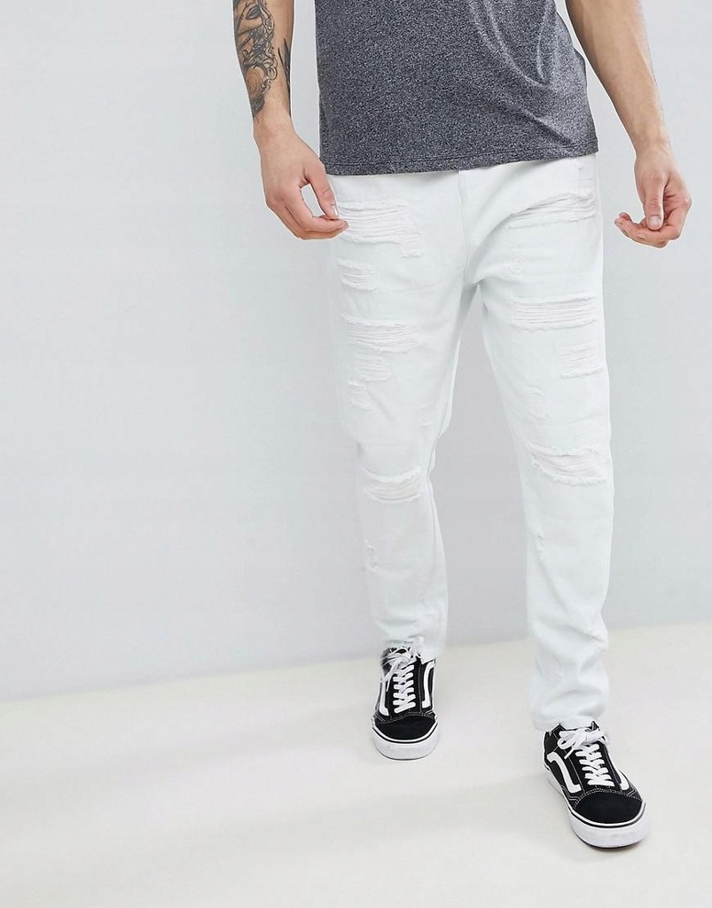 ASOS DESIGN__XZX SPODNIE JEANS Z DZIURAMI__W30/L32