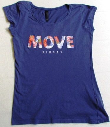 SINSAY, T SHIRT Z APLIKACJĄ MOVE, ROZMIAR S