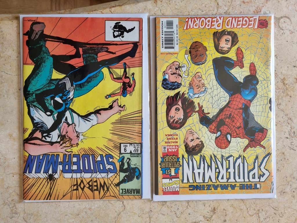 Spider-Man dwa komiksy 1999, 1985 ,okładka 1965 i puzzle 1978