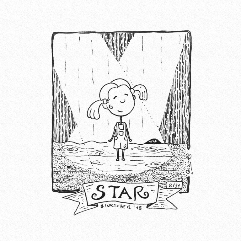 Star - Gwiazda - Inktober 2018/08 -10x15cm