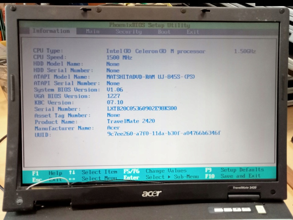 Laptop Acer TRAVELMATE 2420 14 " Intel Celeron M 2 GB / 1 GB