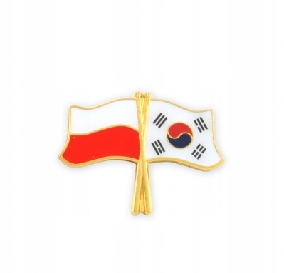 Przypinka pin wpinka flaga POLSKA-Korea Południowa