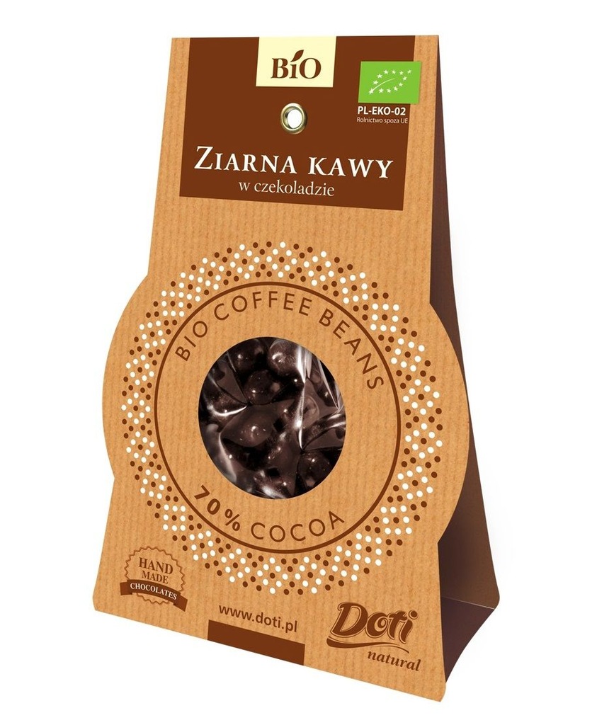 ZIARNA KAWY W CZEKOLADZIE DESEROWEJ BIO 50G DOTI