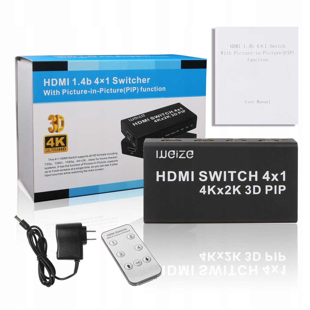 Купить HDMI SPLITTER 4/1 PIP КАРТИНКА В КАРТИНКЕ 3D 4K отзывы, фото и
