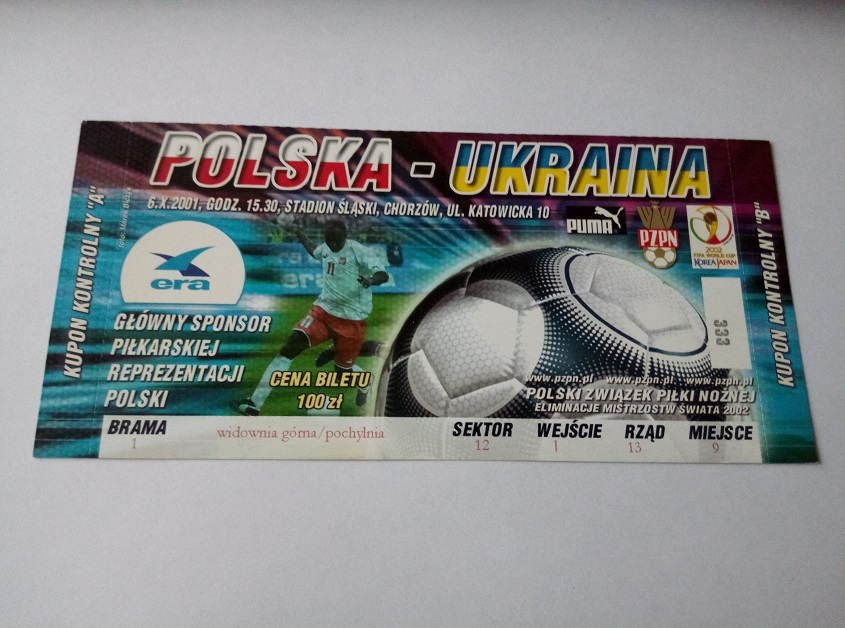 BILET POLSKA - UKRAINA 06-10-2001
