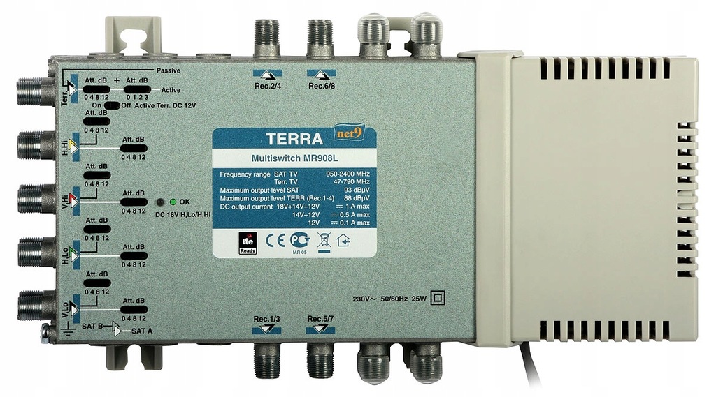 Multiswitch MR-908L TERRA klasa A, 9-wejść 8-wyjść