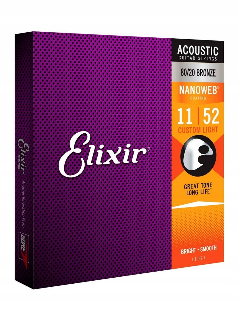 Struny do gitary akustycznej Elixir 11027 NanoWeb Custom Light 11-52