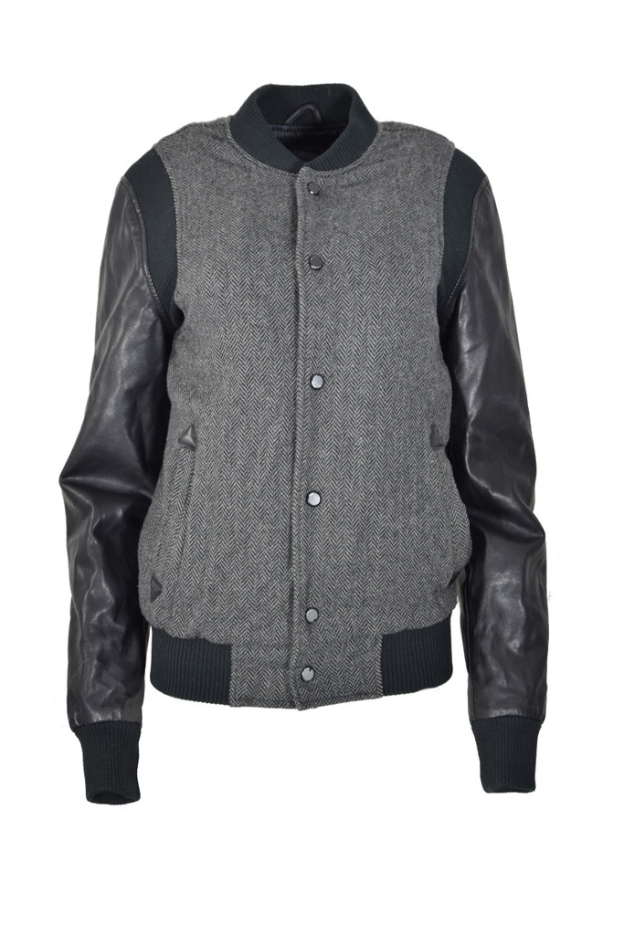 River Island bomber szary skórzane rękawy XS