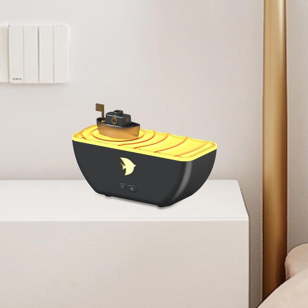 Aroma Diffuser 300ml Silent Ship Shaped Colorful Lights Oil Diffuser Black
