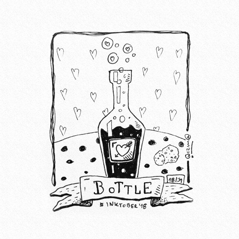 Bottle - Butelka - Inktober 2018/1 8- 10x15cm