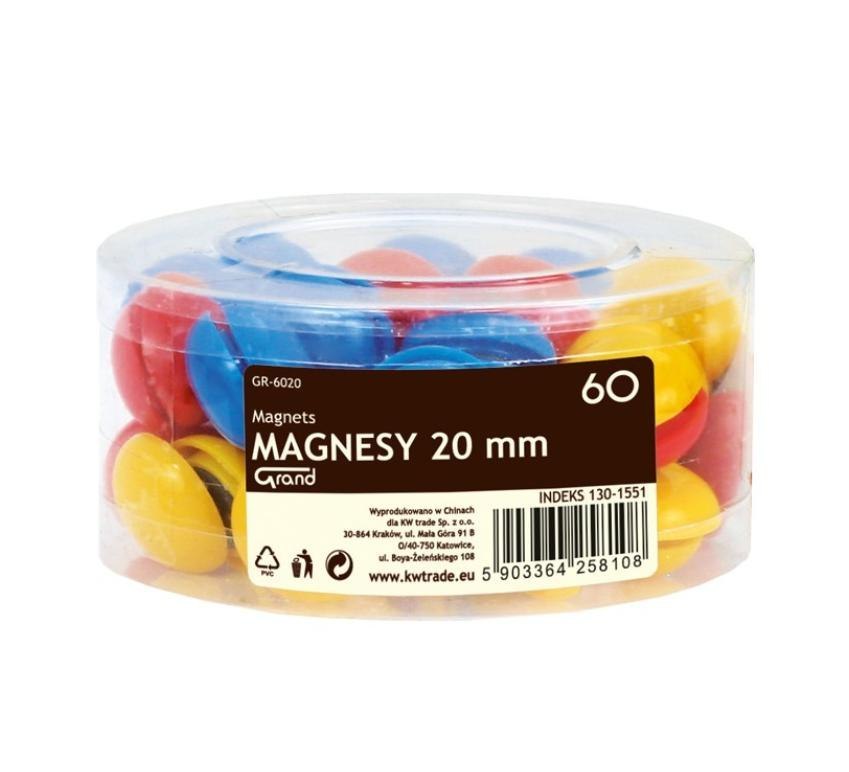 Magnesy 20mm tuba 60szt GRAND