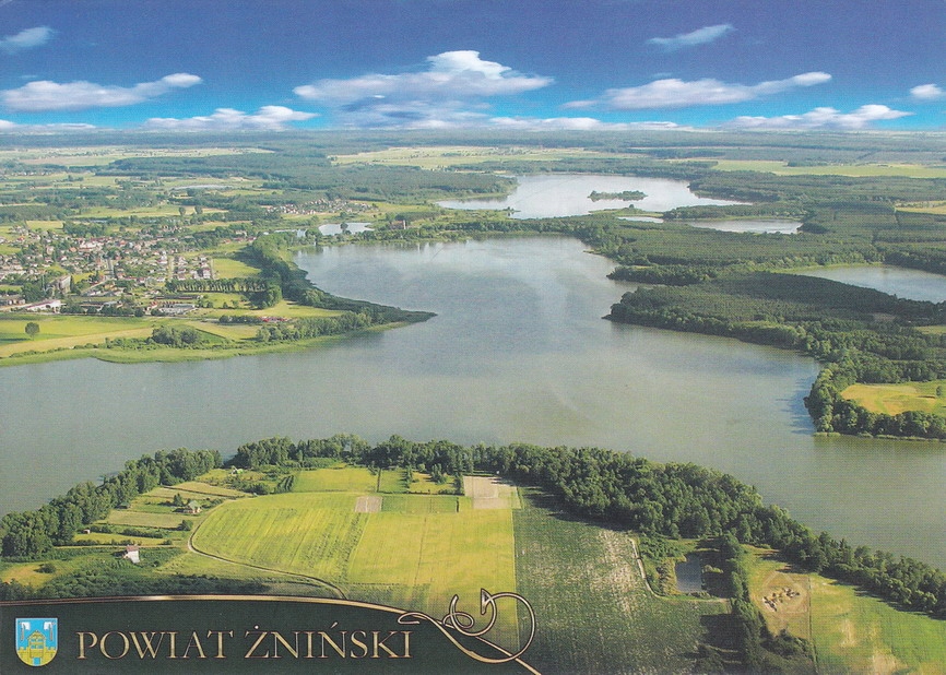 JEZIORA ROGOWSKIE - Z LOTU PTAKA - HERB- POW. ŻNIN