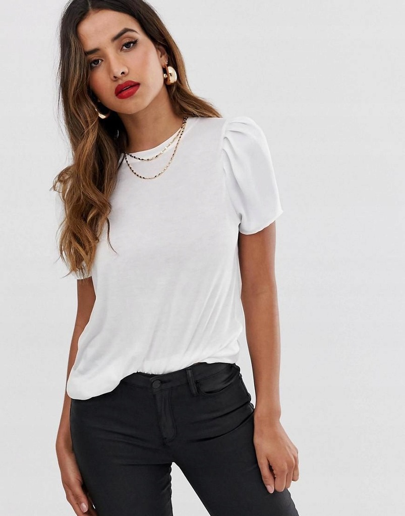 RIVER ISLAND_XZX T-SHIRT Z BUFIASTYMI RĘKAWAMI__36