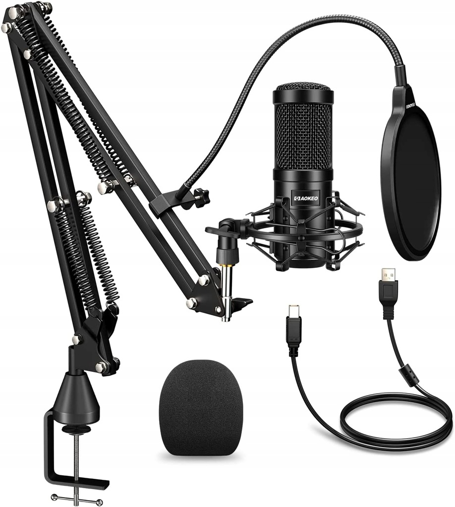 AOKEO AK-60 MIKROFON USB 192 KHZ/24-BIT GAMINGOWY STUDYJNY PROFESJONALNY