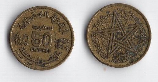 MAROKO FRANCUSKIE 1945 50 CENTIMES