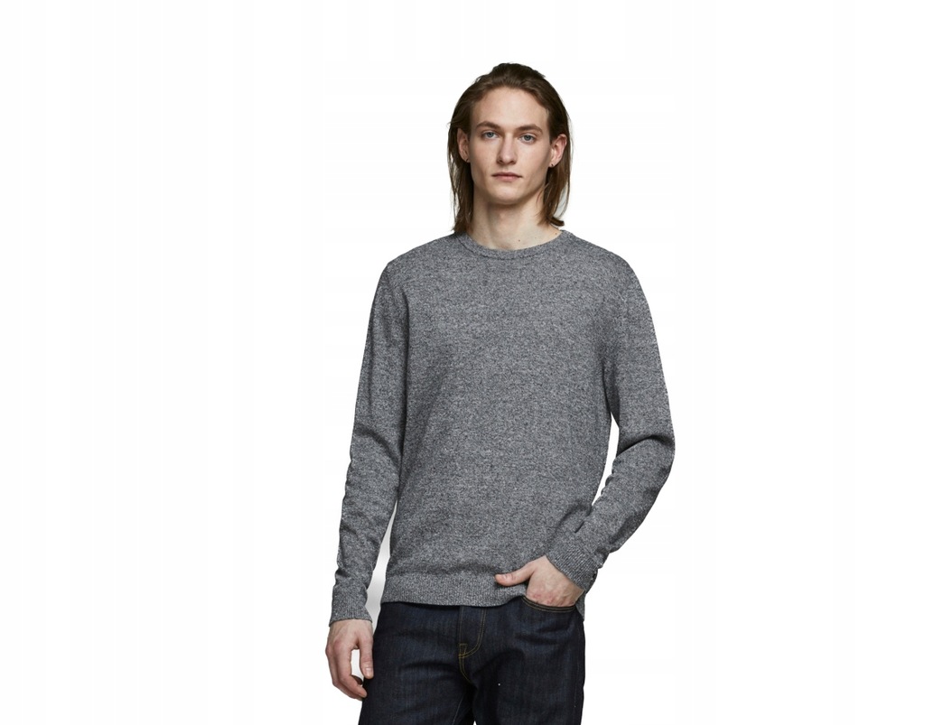 JACK & JONES - sweter męski granat melanż