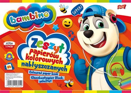 ZESZYT PAPIERÓW KOLOROWYCH NABŁYSZCZANY A4 BAMBINO