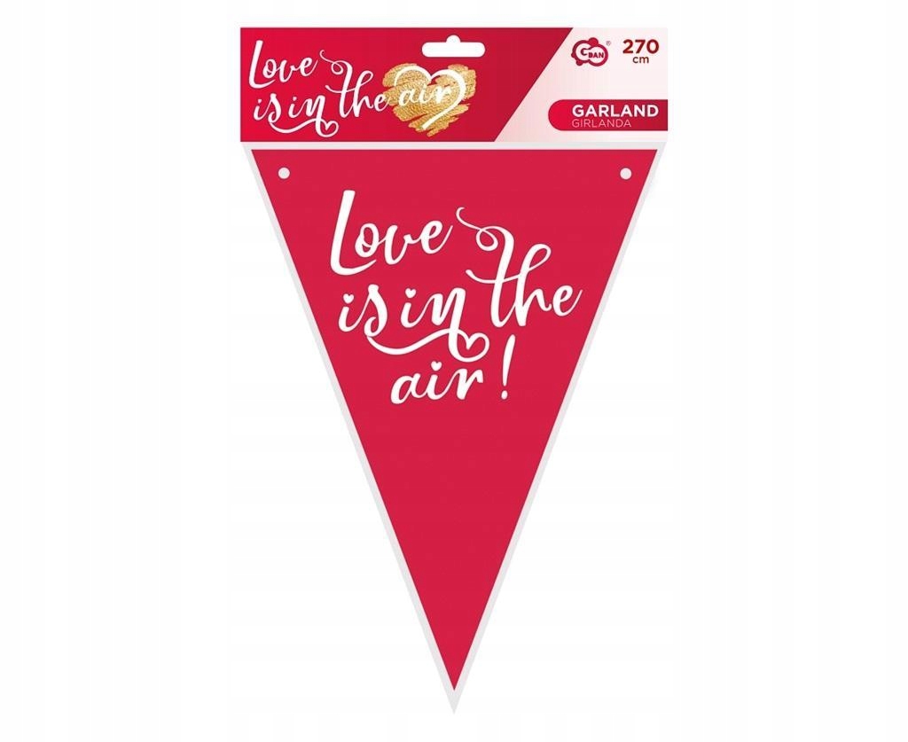 GIRLANDA FLAGI PAPIEROWA LOVE IS IN THE AIR 270CM