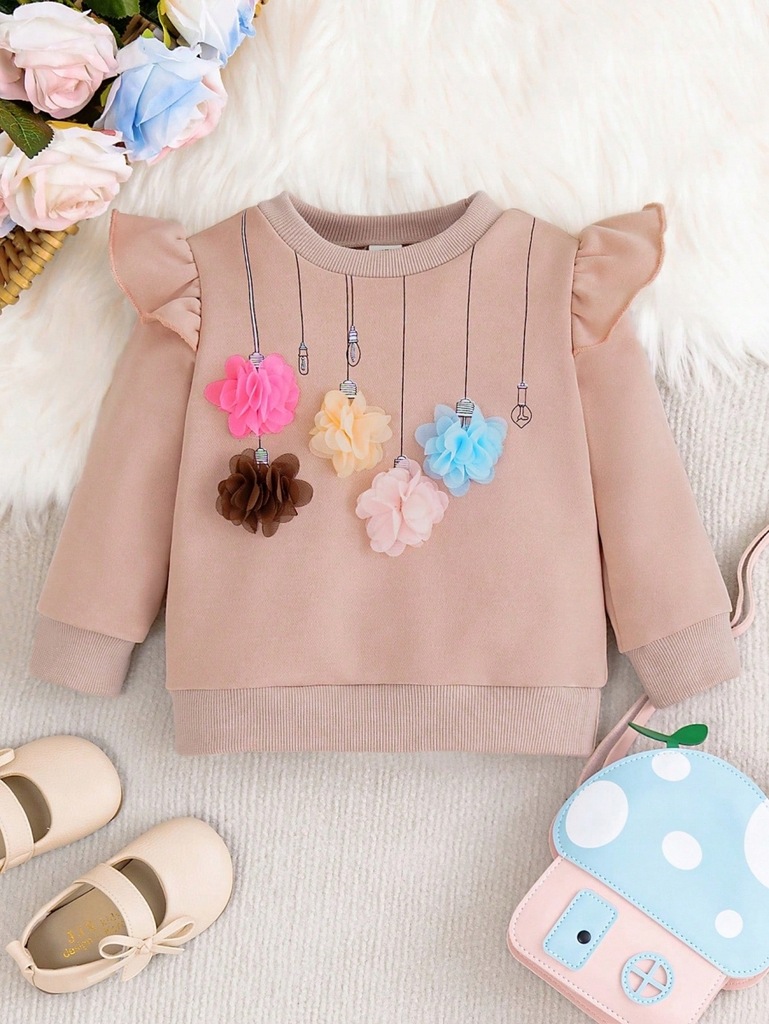 SHEIN BLUZA DZIEWCZĘCA RÓŻOWA Z KWIATAMI 92 382