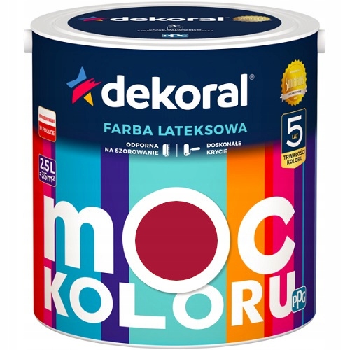 DEKORAL MOC KOLORU królewska czerwień nr 60 2,5L