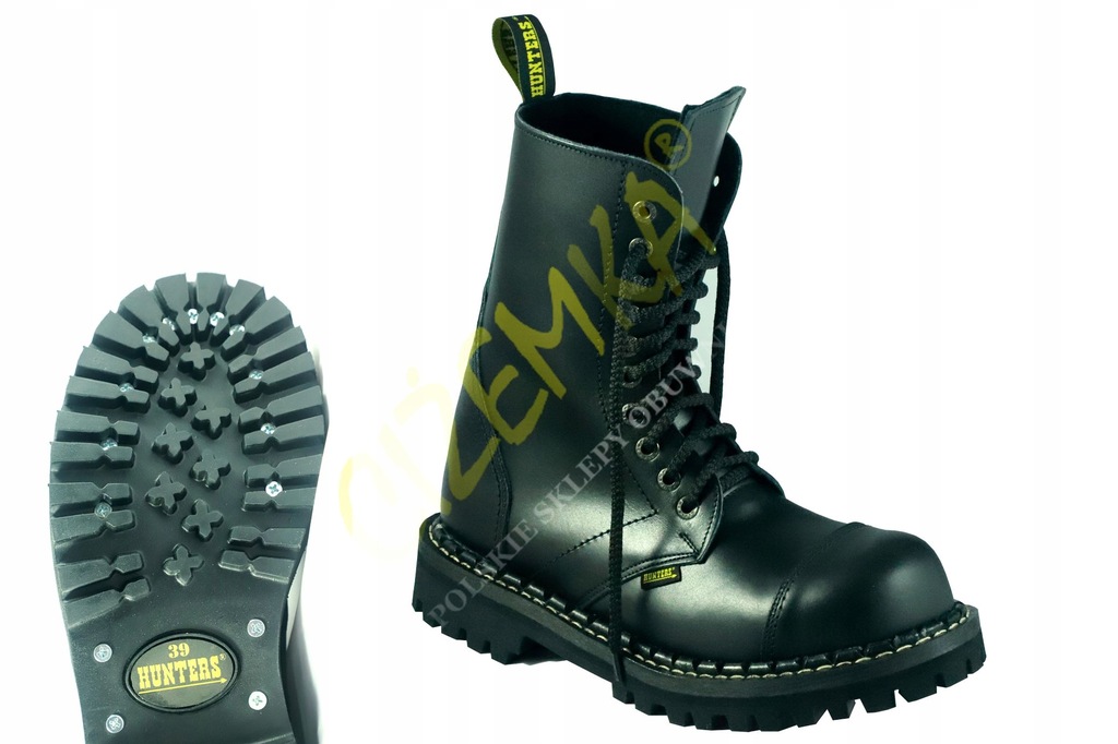 GLANY HUNTERS STEEL-NOSE 10-oczek WYSOKIE SKÓRA 37