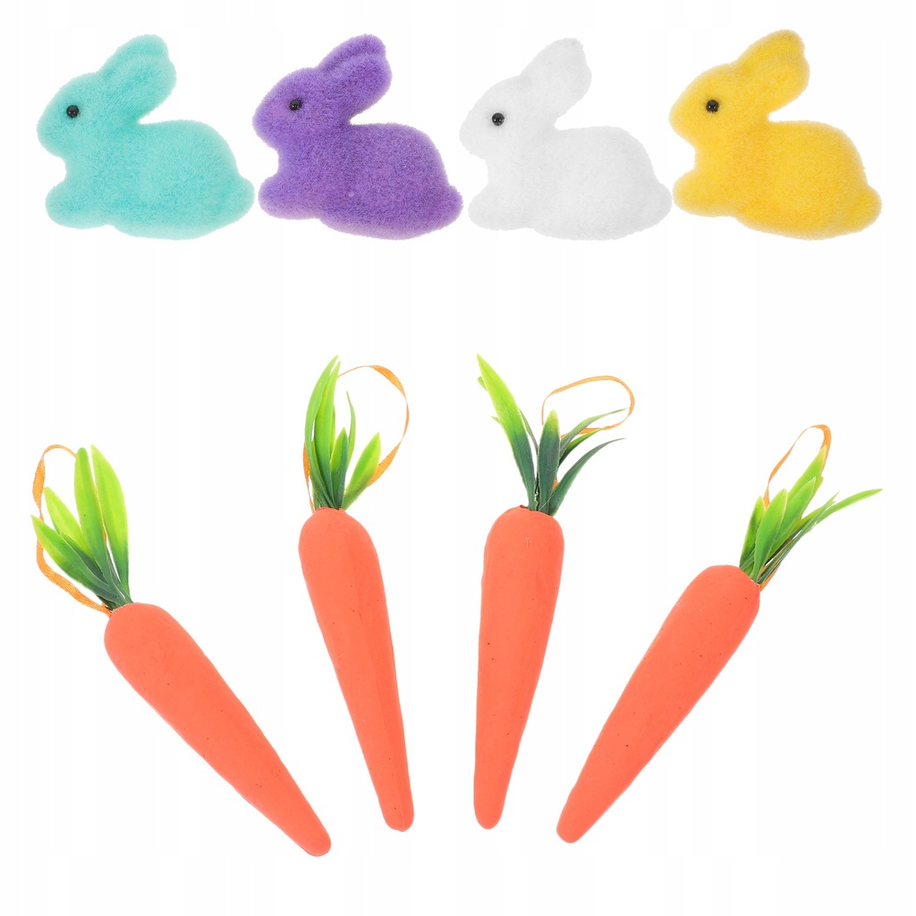8PCS COLORFUL EASTER CARROT AND RABBIT DECORATION