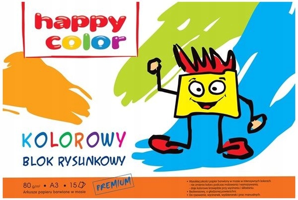 Blok rysunkowy kolor A3 15ark., Happy Color (op. z