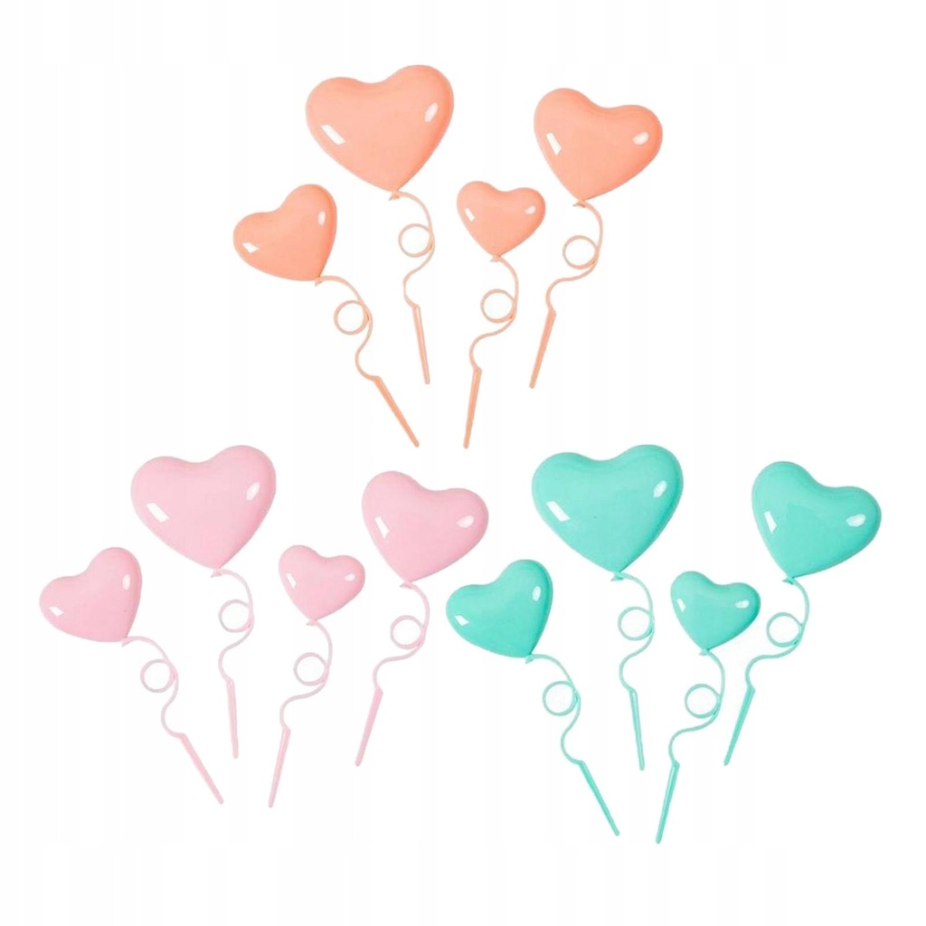 12x Cake Decorations Heart Shape 3D Love Style C