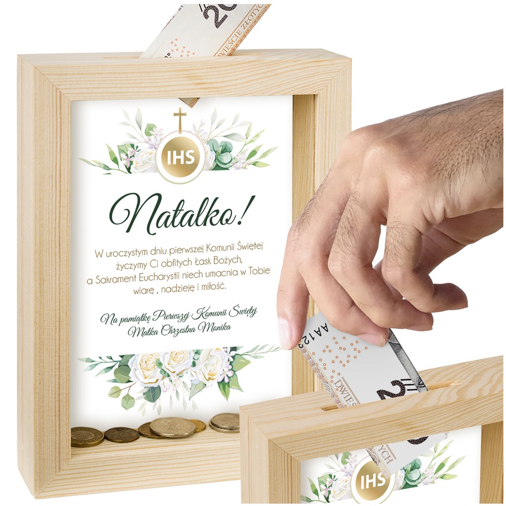 SKARBONKA KOMUNIA PAMIĄTKA PIERWSZEJ KOMUNII ŚWIĘTEJ PREZENT NA KOMUNIĘ