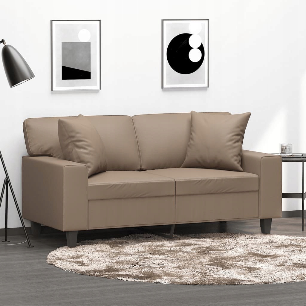 2-OSOBOWA SOFA Z PODUSZKAMI CAPPUCCINO 120CM SKÓRA