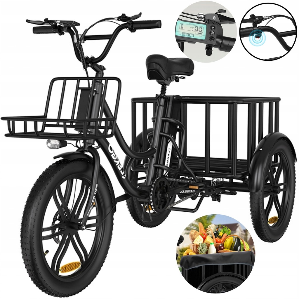 Elekgo EGO03 Pojazd trójkołowy 250W 25KM/H 60KM 20" 48V 18AH wielofunkcyjne