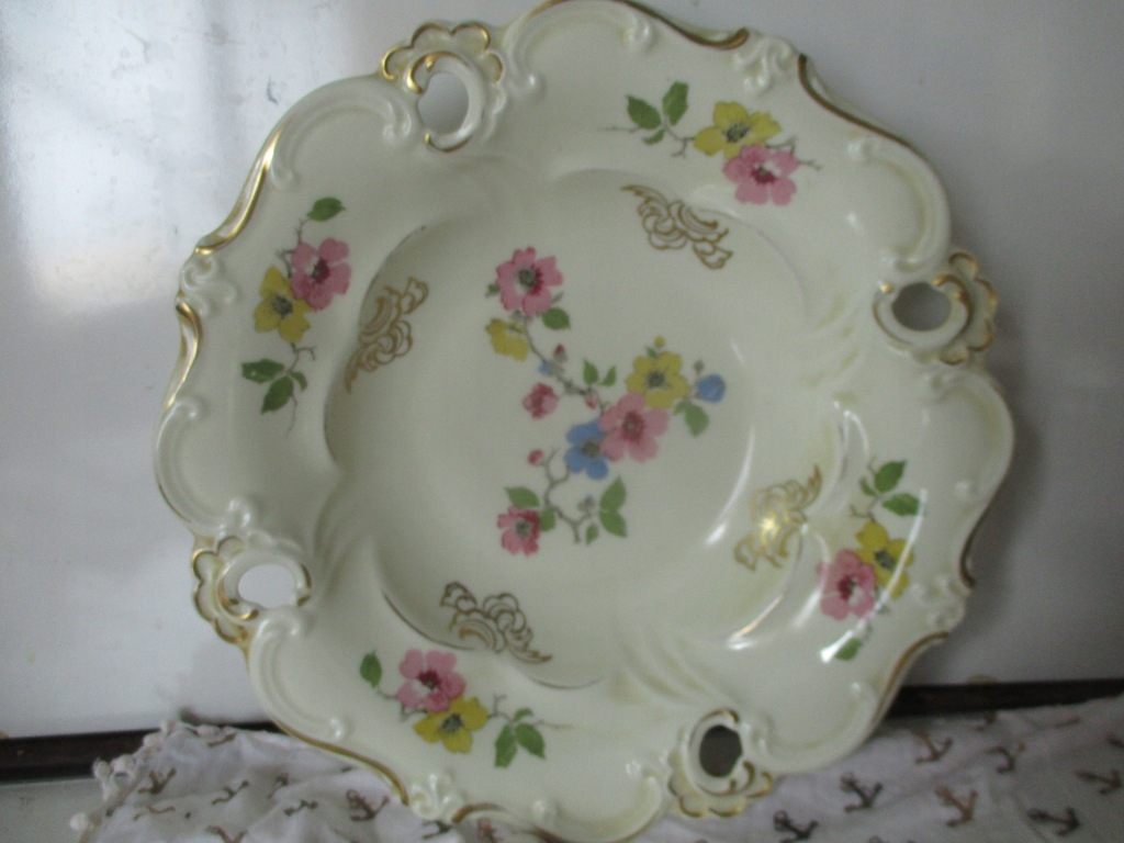 Vintage porcelanowy talerz patera kwiaty