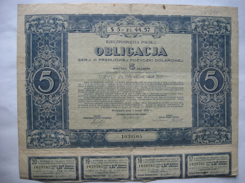 Купить Облигация РП номиналом 5 долларов, серия III, 1931 г.: отзывы, фото, характеристики в интерне-магазине Aredi.ru