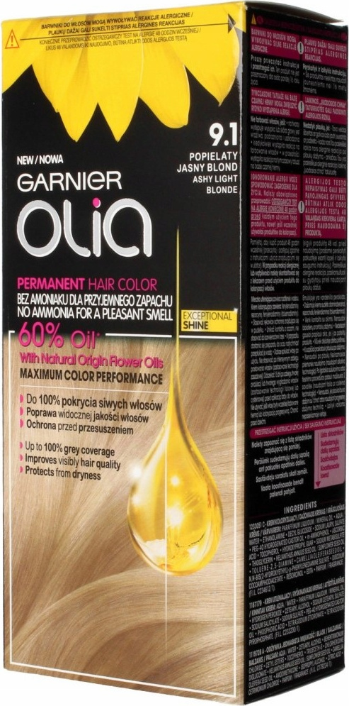 Garnier farba Olia 9.1 Popielaty Jasny Blond