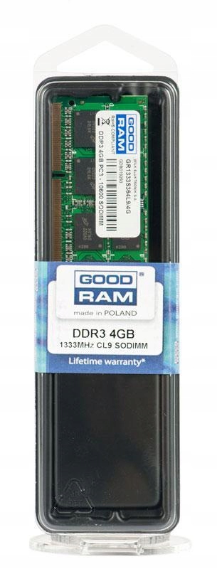 Pamięć SODIMM DDR3 GOODRAM 4GB/1333MHz PC3-10600