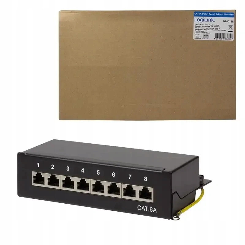 Patch panel stacjonarny LogiLink NP0018B 8x RJ45