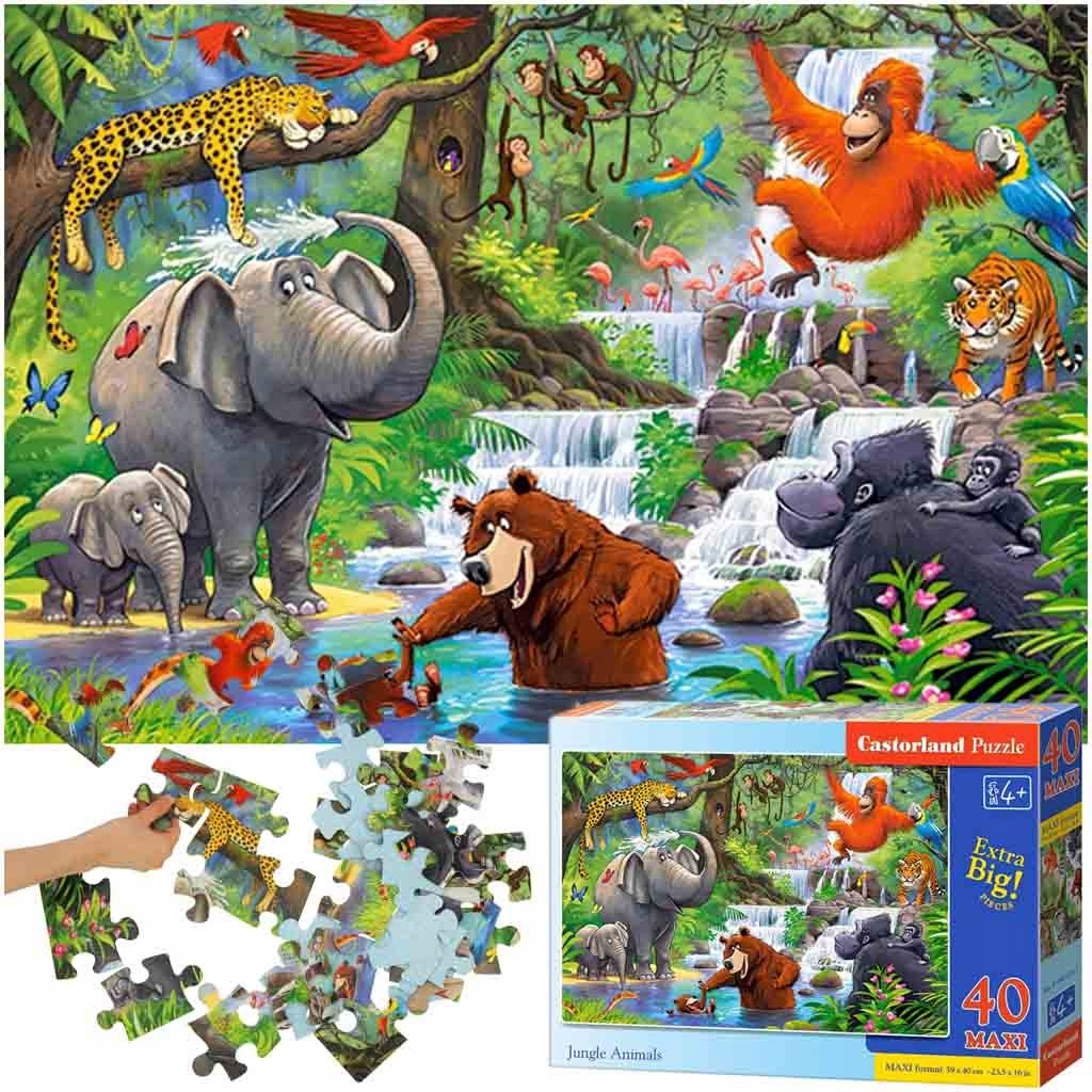 CASTORLAND Puzzle 40 elementów Maxi Jungle Animals - Zwierzęta z Dżungli 4+