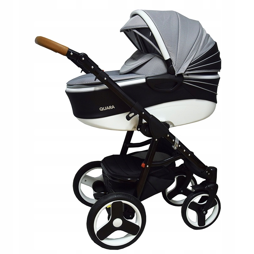 Coto Baby Wózek 2 W 1 Quara Len Black/White Eco 38