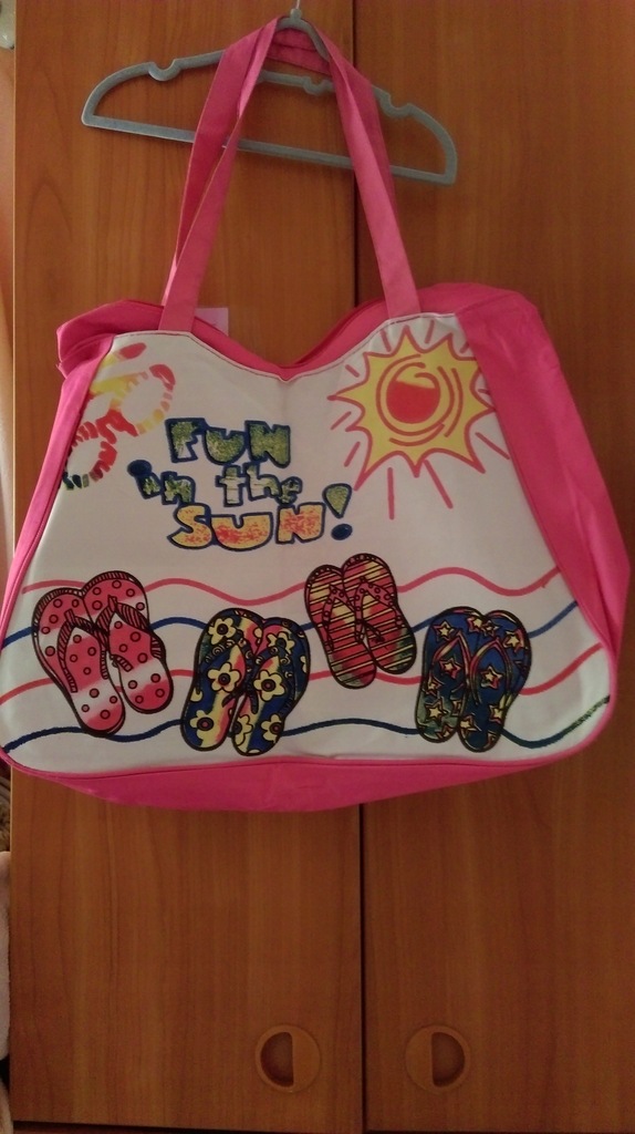 Włoska, różowa torba plażowa/ torebka na zakupy