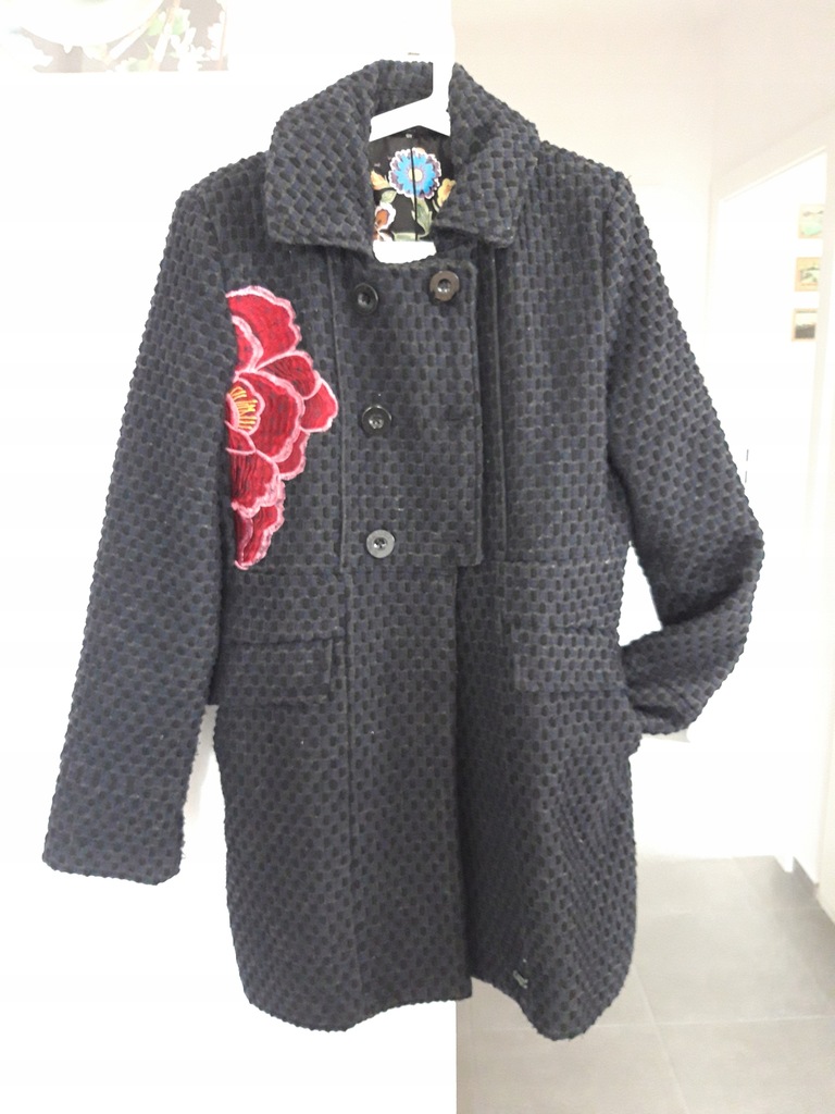 DESIGUAL piękny płaszcz z haftem L 40 boho etno