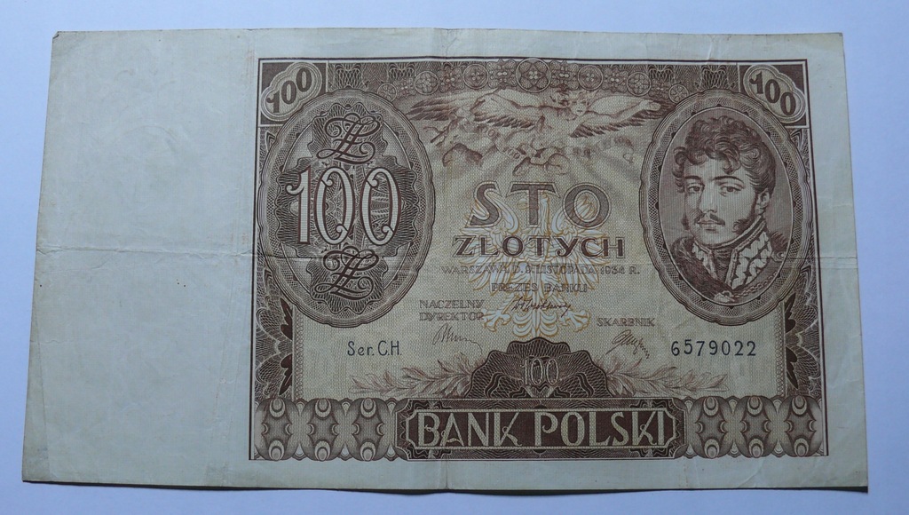 Banknot 100 zł 1934 r. Ser. C.H.